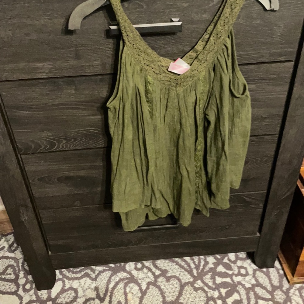 Olive Green Cold Shoulder ( sheer)